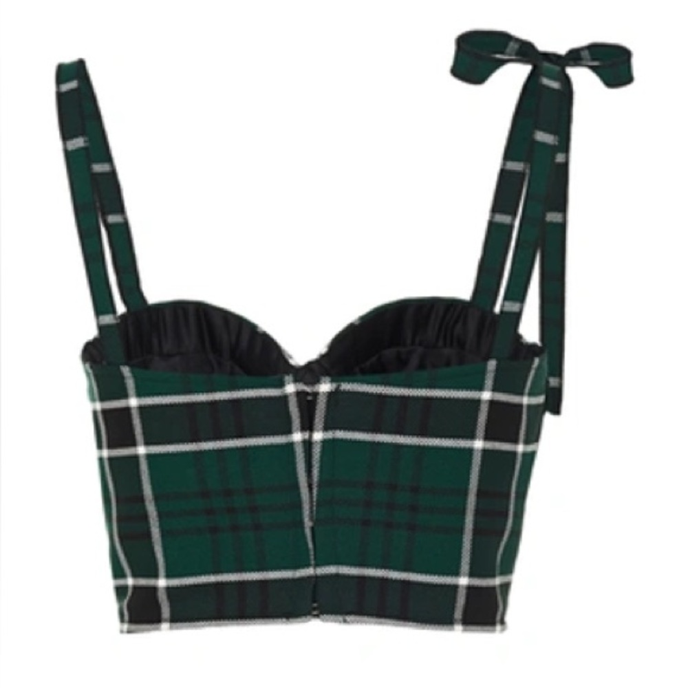 NWT Rosie Assoulin Dark Green
Scottish Plaid Twill Bustier size 10 - Picture 8 of 16